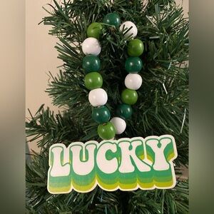 Saint Patrick’s Day rustic wood bead garland new